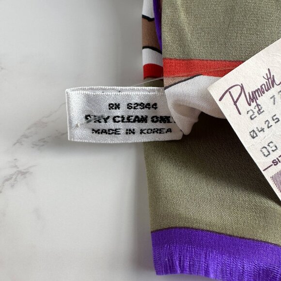 Bill Blass Vintage Scarf, Geometric Design with Circles, Silk, 56" x 11" - Picture 7 of 7